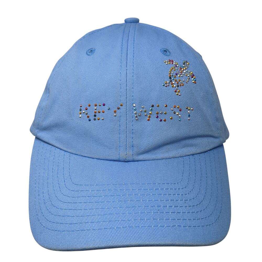 Key West Slideback Baseball Cap Blue One Size Adjustable Rhinestone Sun Cap